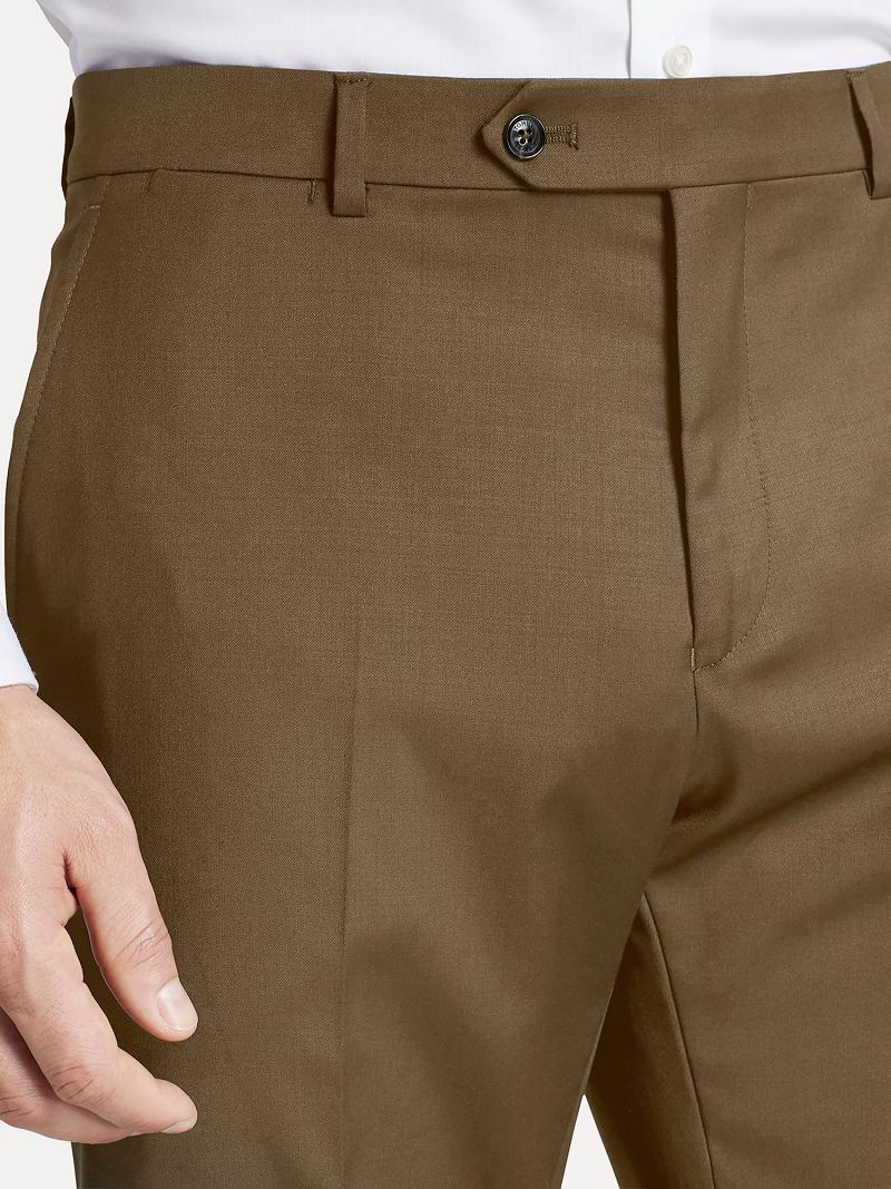 Brown Tommy Hilfiger Regular fit tan sharkskin wool Pants | NZ_M31334