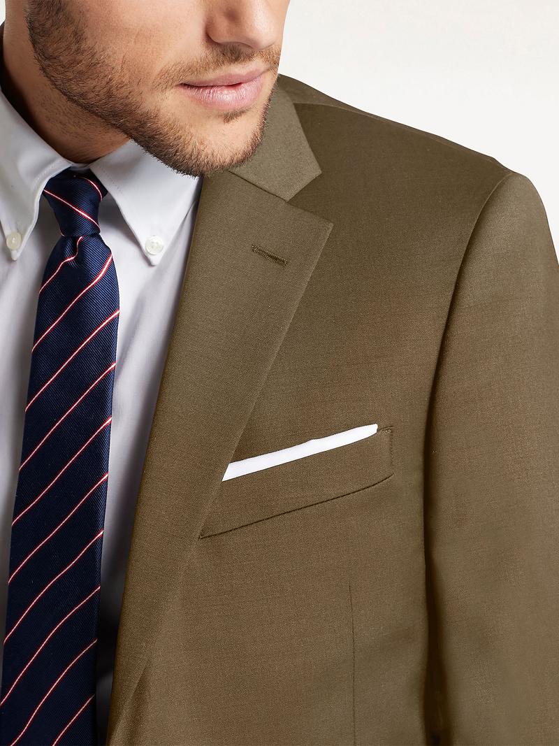 Brown Tommy Hilfiger Regular fit tan sharkskin wool Blazers | NZ_M31481