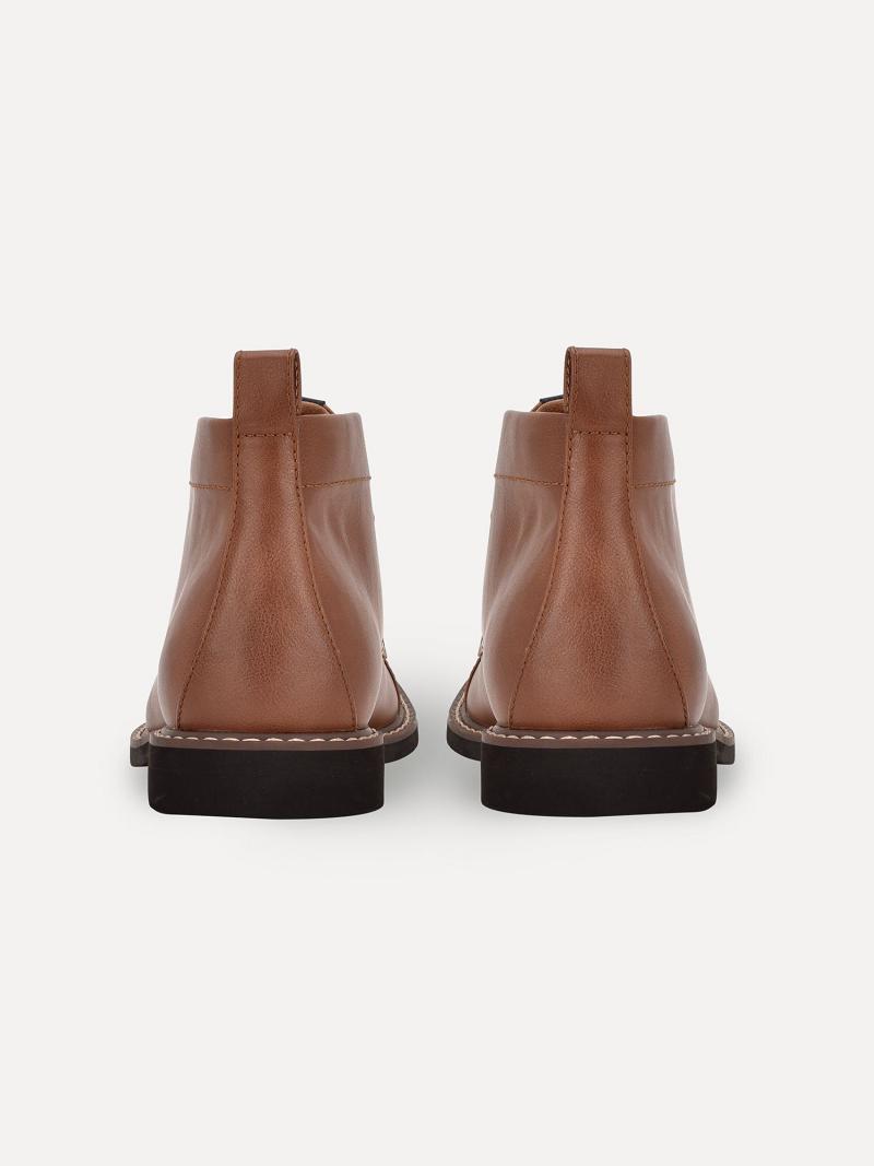 Brown Tommy Hilfiger Solid plain-toe Boots | NZ_M31690