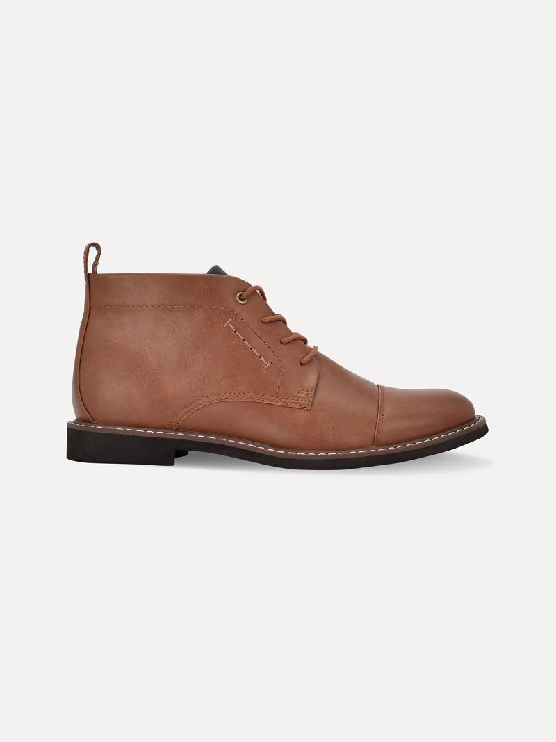 Brown Tommy Hilfiger Solid plain-toe Boots | NZ_M31690