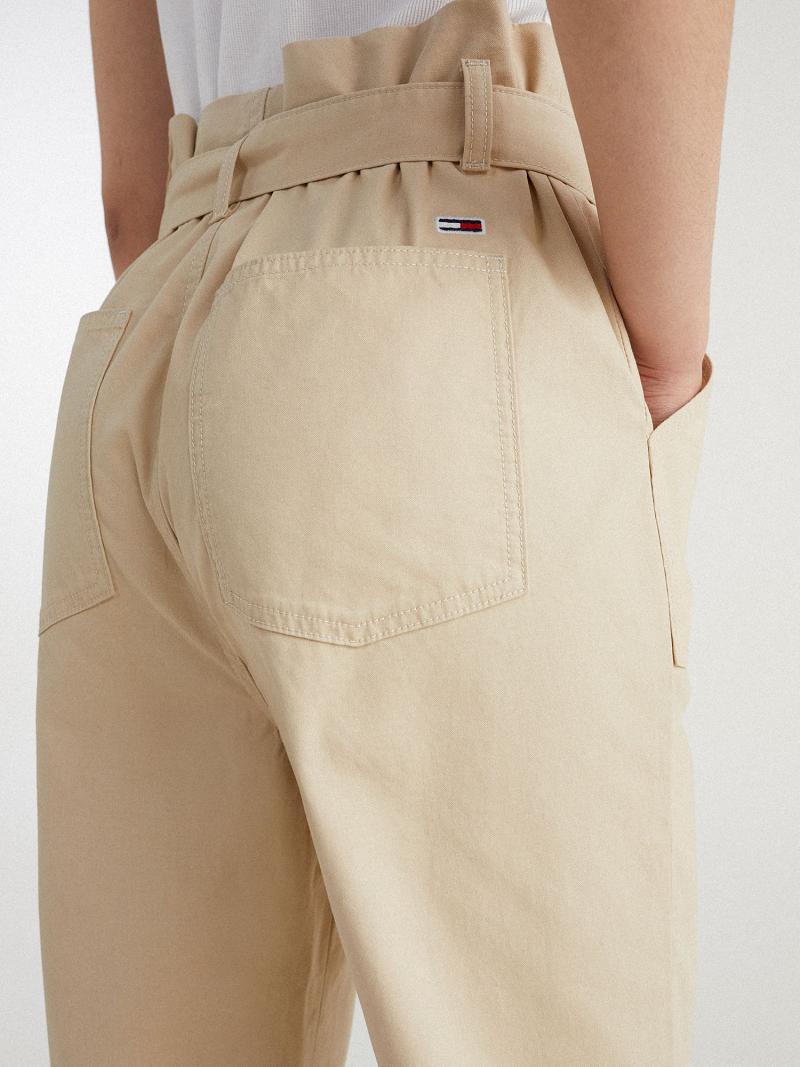 Brown Tommy Hilfiger Tapered Fit Paperbag Pants | NZ_W21256