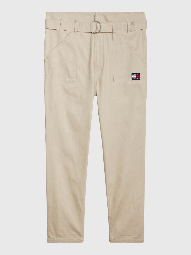 Brown Tommy Hilfiger Tapered Fit Paperbag Pants | NZ_W21256