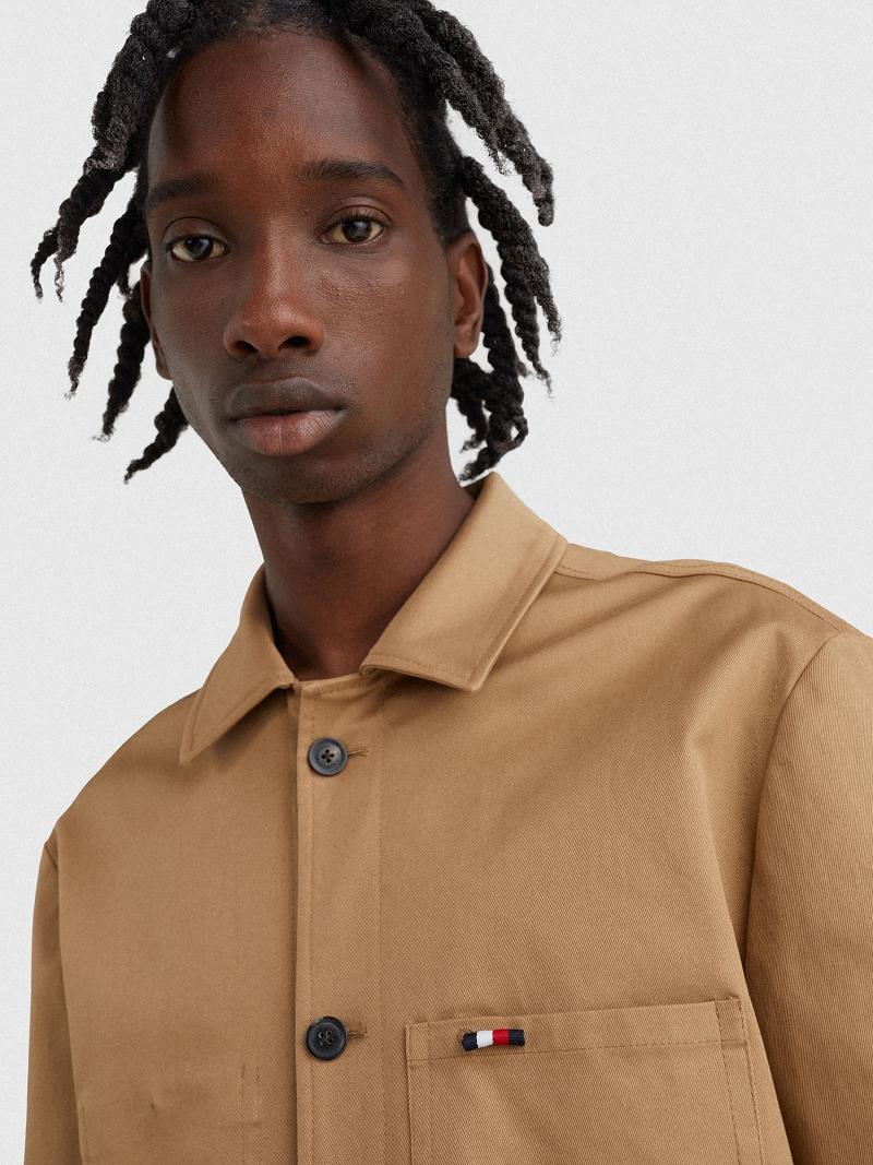 Brown Tommy Hilfiger Utility Shirts | NZ_M31286