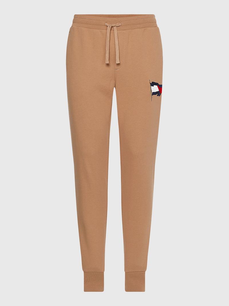 Brown Tommy Hilfiger Wavy Flag Sweatpants | NZ_M31152