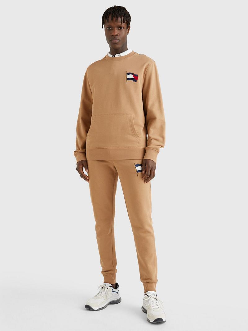 Brown Tommy Hilfiger Wavy Flag Sweatshirts | NZ_M31140