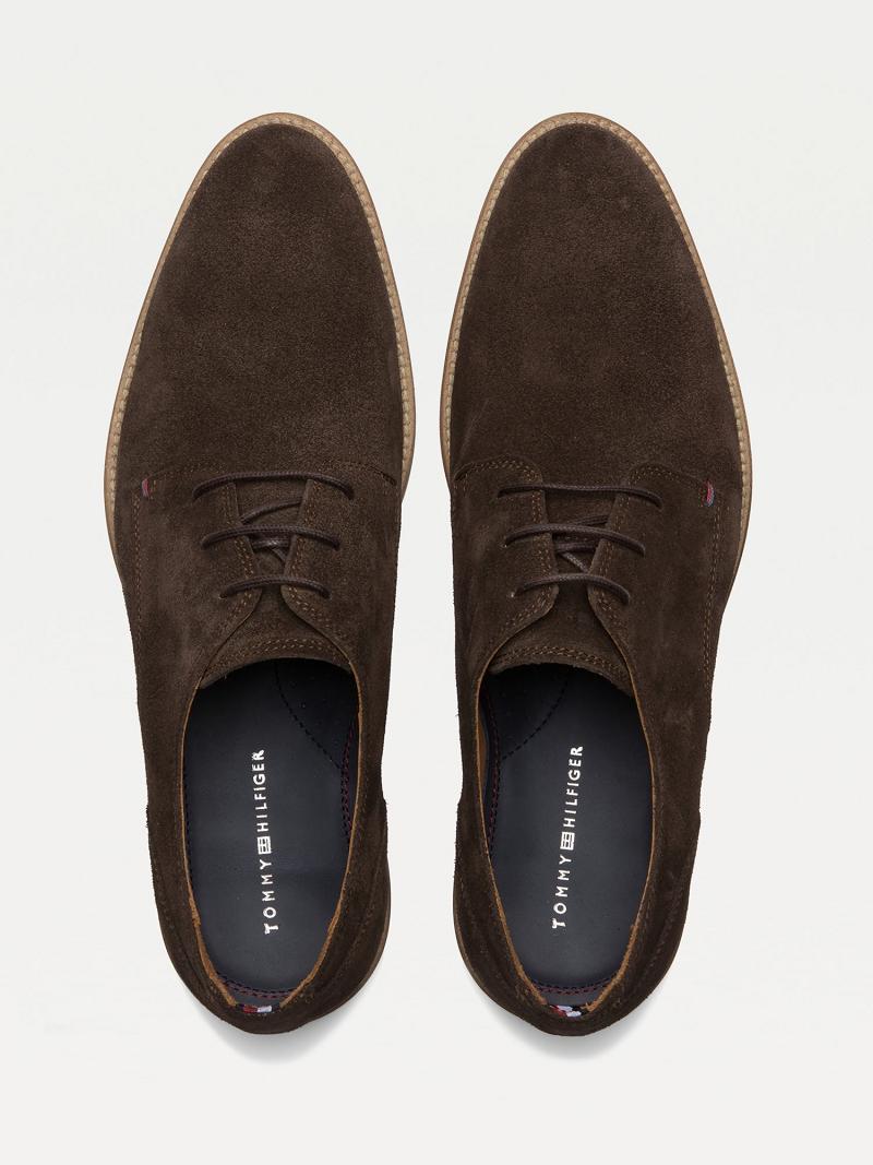 Coffee Tommy Hilfiger Suede derby Casual Shoes | NZ_M31677