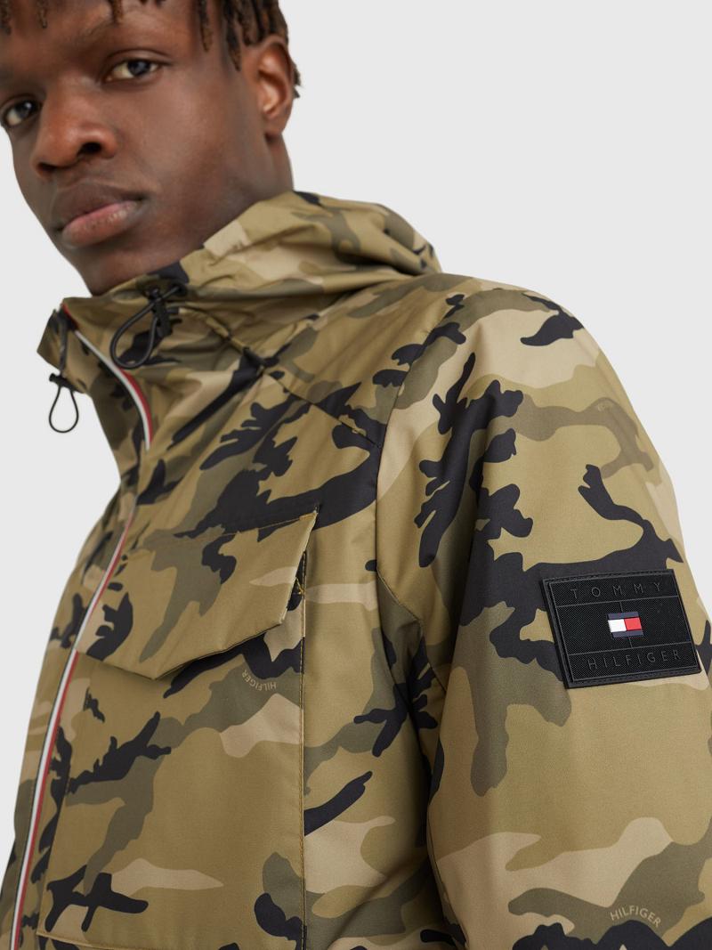 Green / Camo Tommy Hilfiger Camo hooded Jackets | NZ_M31394