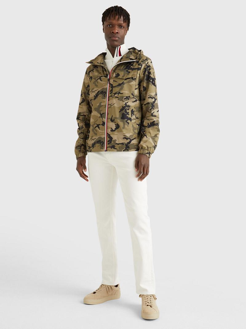 Green / Camo Tommy Hilfiger Camo hooded Jackets | NZ_M31394