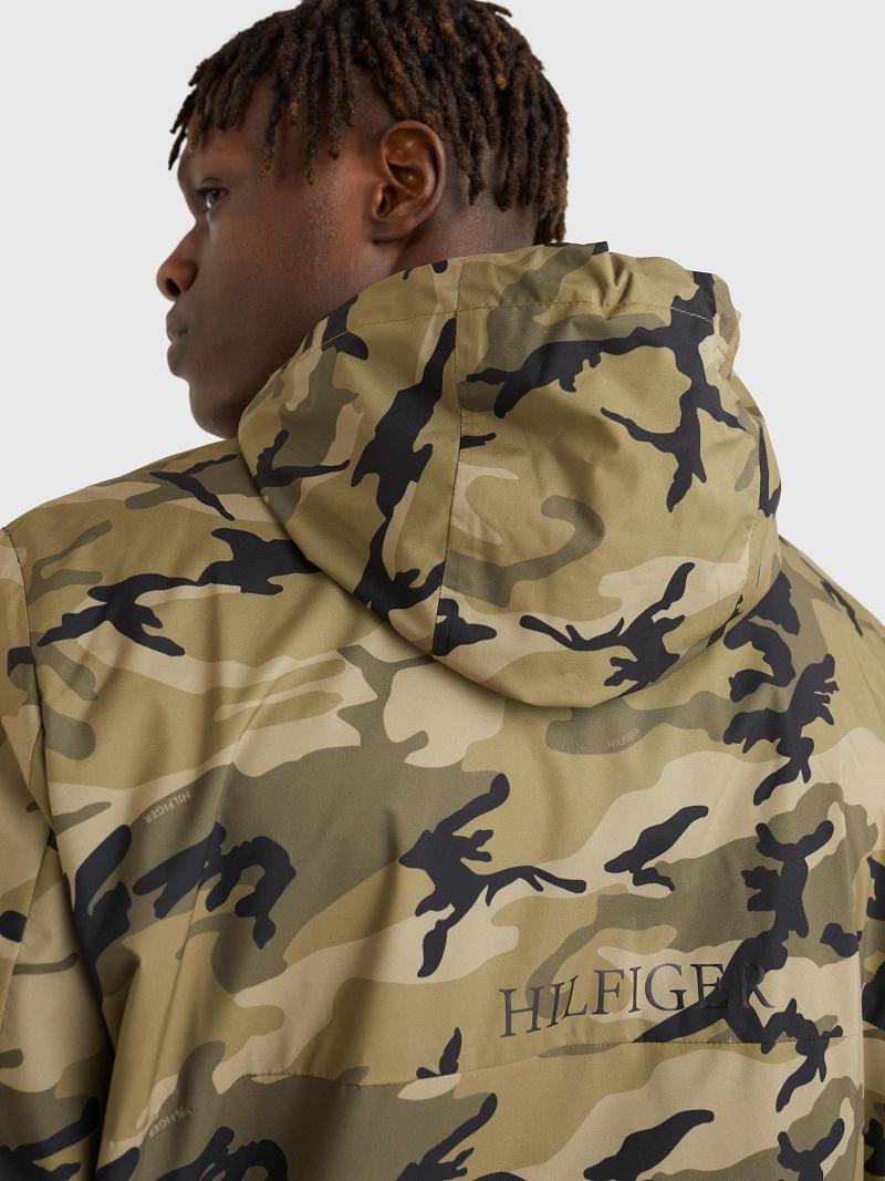 Green / Camo Tommy Hilfiger Camo hooded Jackets | NZ_M31394