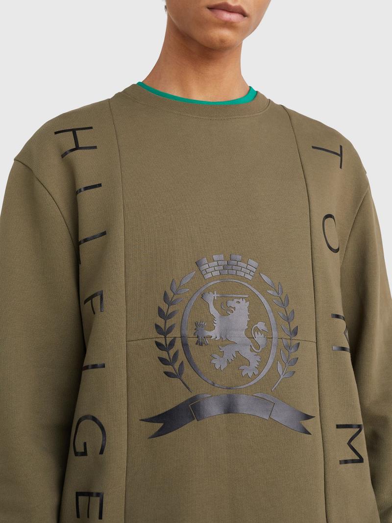 Green Tommy Hilfiger Crest and flag Sweatshirts | NZ_M31116