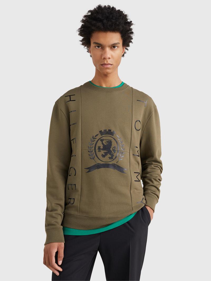 Green Tommy Hilfiger Crest and flag Sweatshirts | NZ_M31116