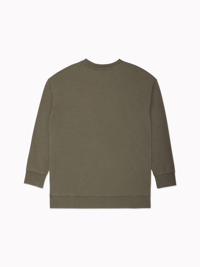 Green Tommy Hilfiger Essential Solid Washed Sweatshirts | NZ_W21388