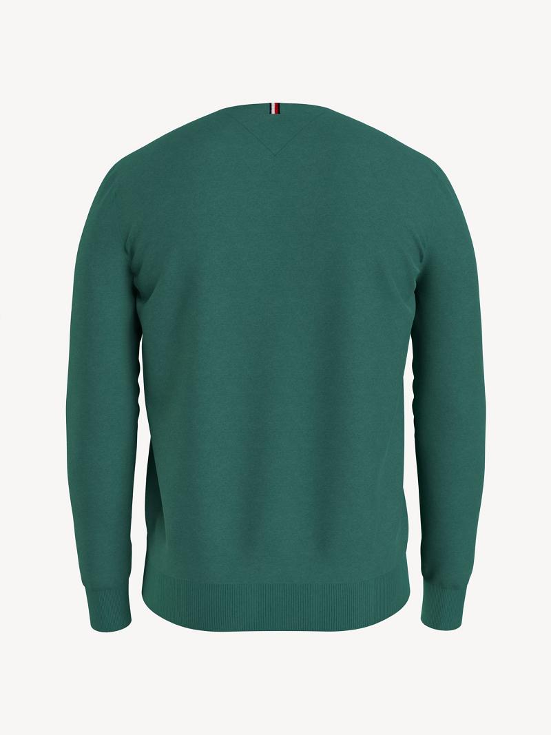 Green Tommy Hilfiger Essential tonal v-neck Sweaters | NZ_M31165