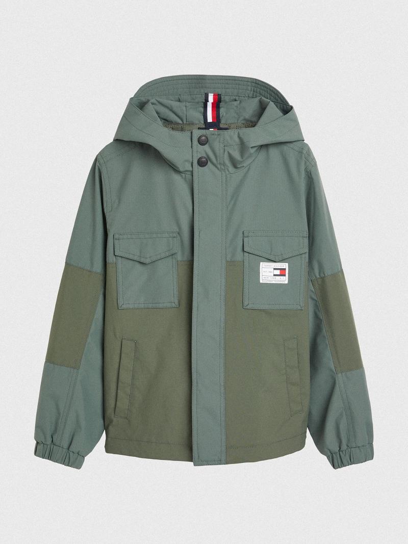 Green Tommy Hilfiger Hooded Surplus Jackets | NZ_B2039