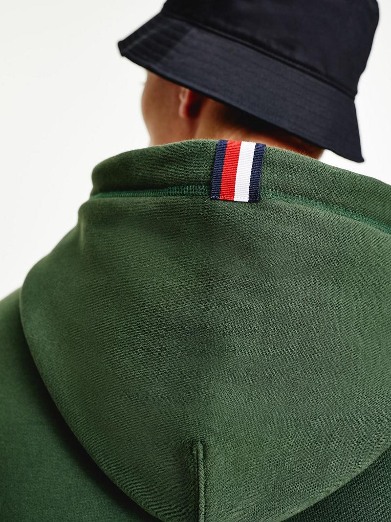 Green Tommy Hilfiger Icon Organic Cotton Crest Hoodies | NZ_M31446