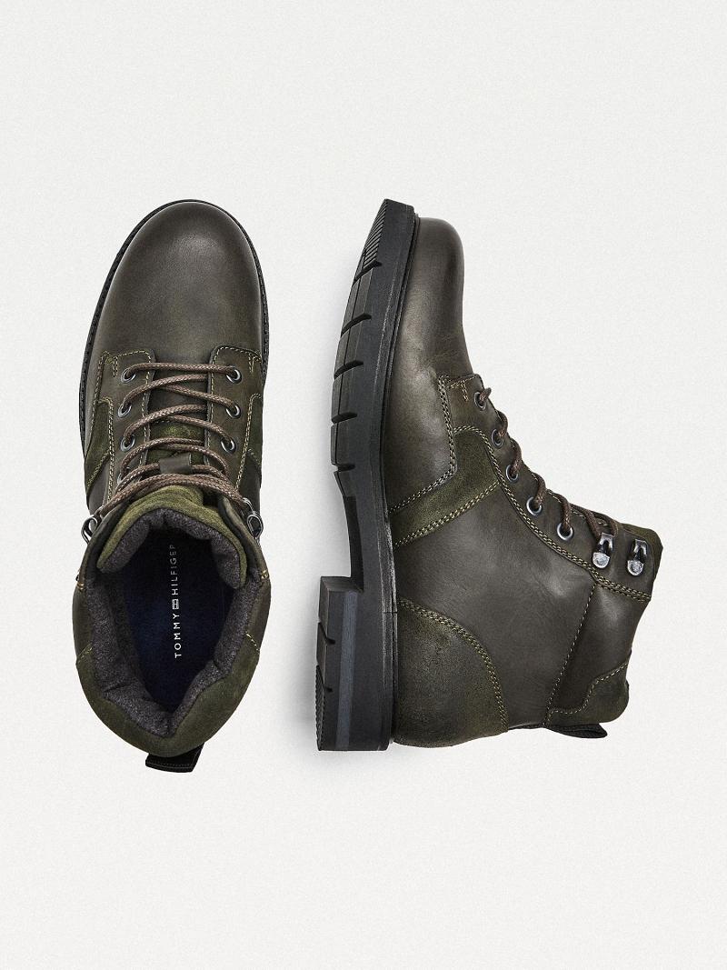 Green Tommy Hilfiger Leather mix Boots | NZ_M31686