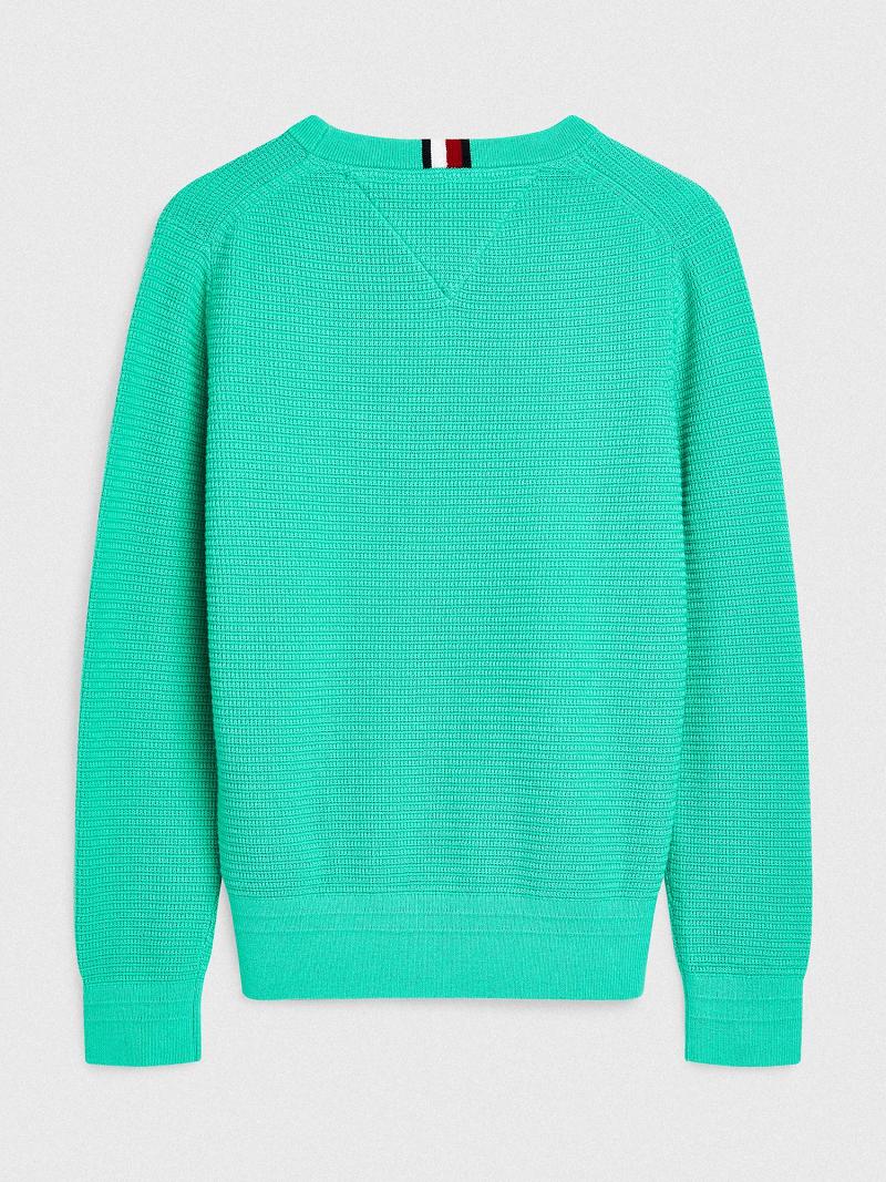 Green Tommy Hilfiger Organic Cotton Structured Sweaters | NZ_B2114