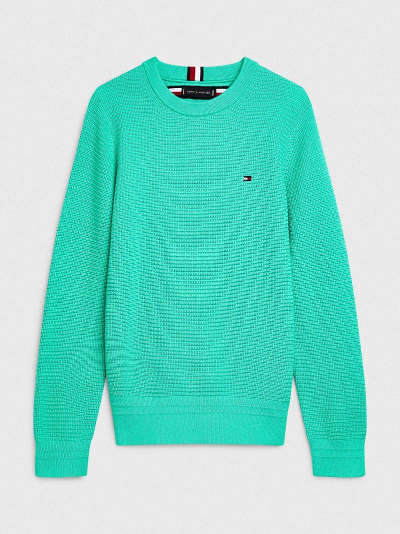 Green Tommy Hilfiger Organic Cotton Structured Sweaters | NZ_B2114