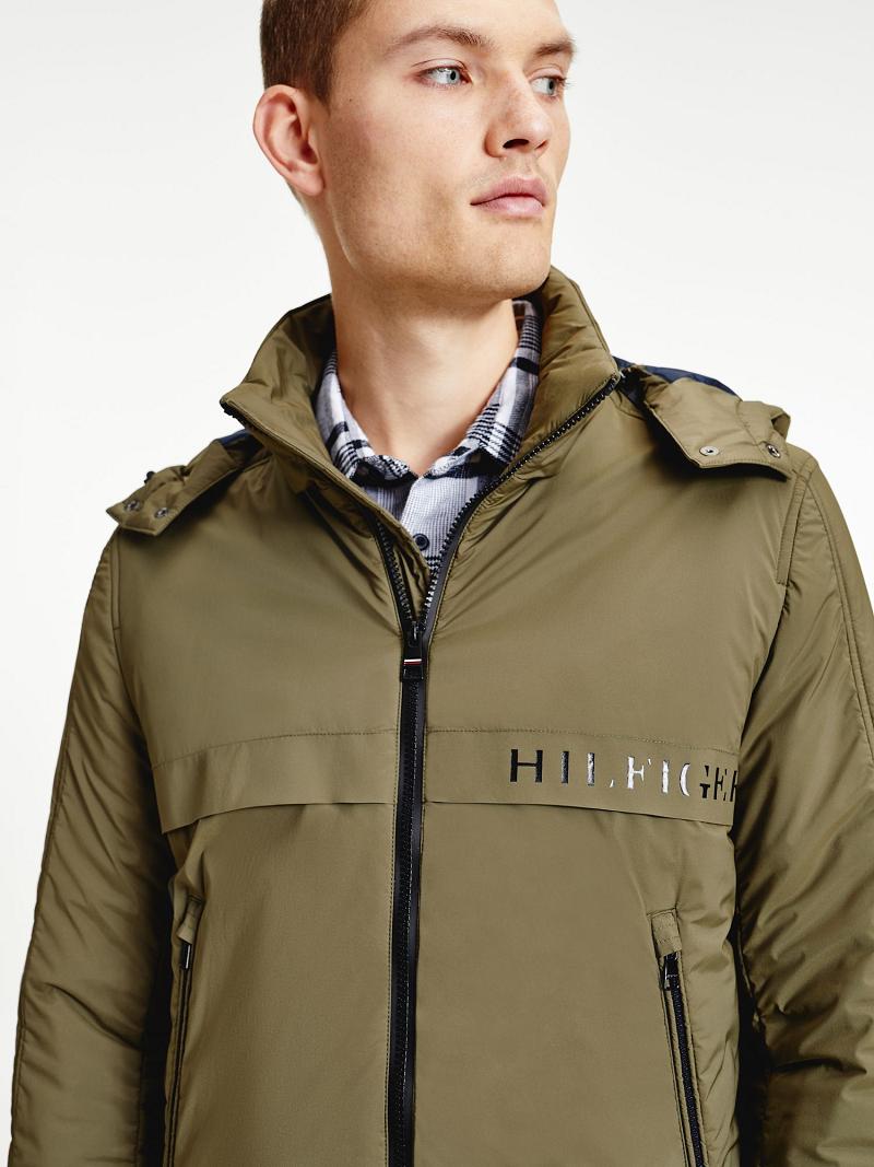 Green Tommy Hilfiger Removable hood Jackets | NZ_M31420