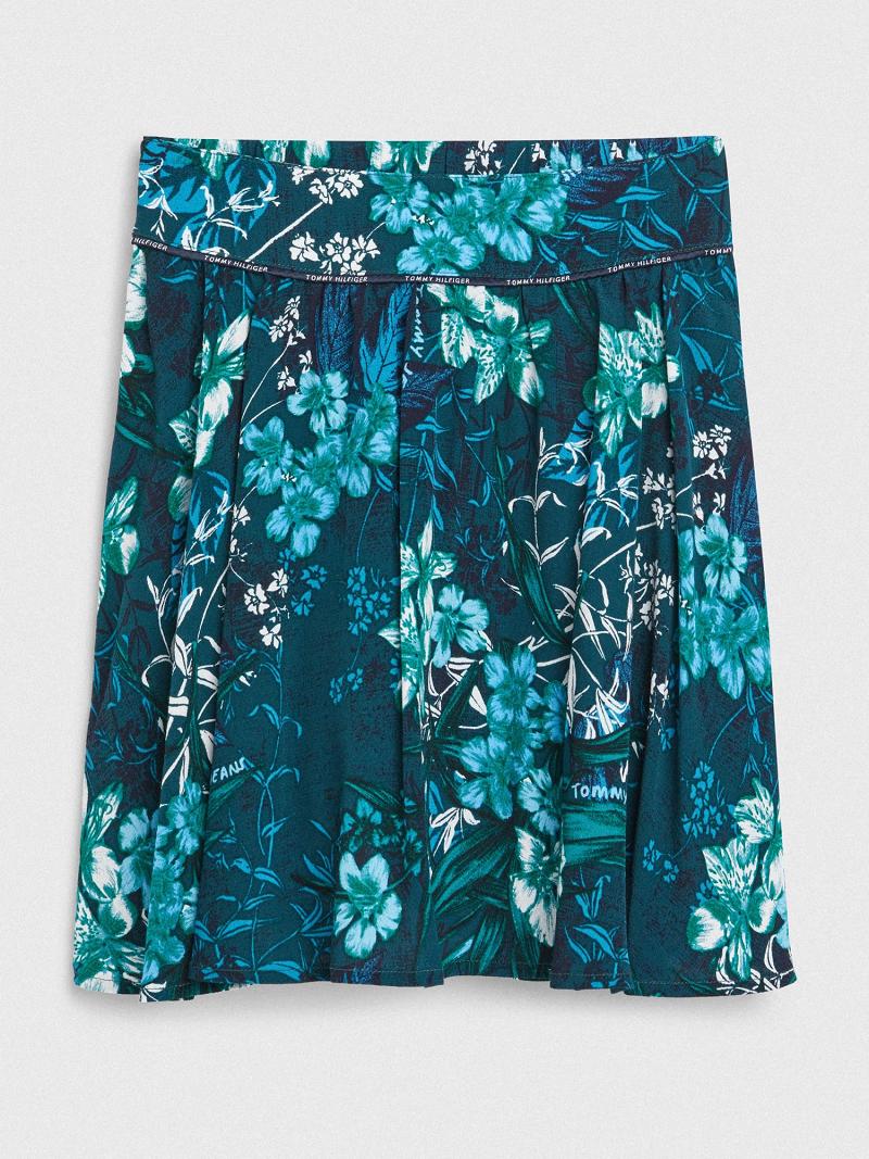 Green Tommy Hilfiger Tropical Print Skirts | NZ_G1173