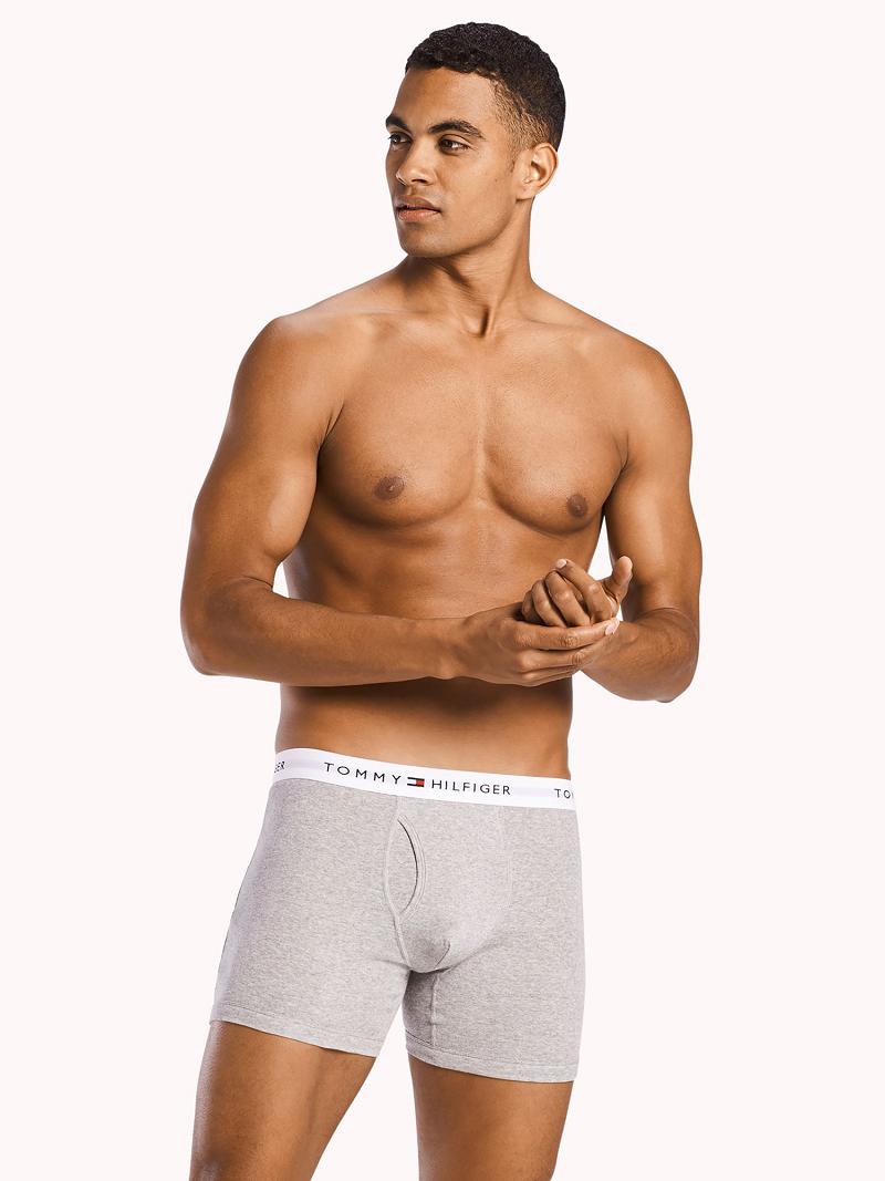 Grey / Black Tommy Hilfiger Cotton classics boxer brief 3pk Boxer Briefs | NZ_M31585