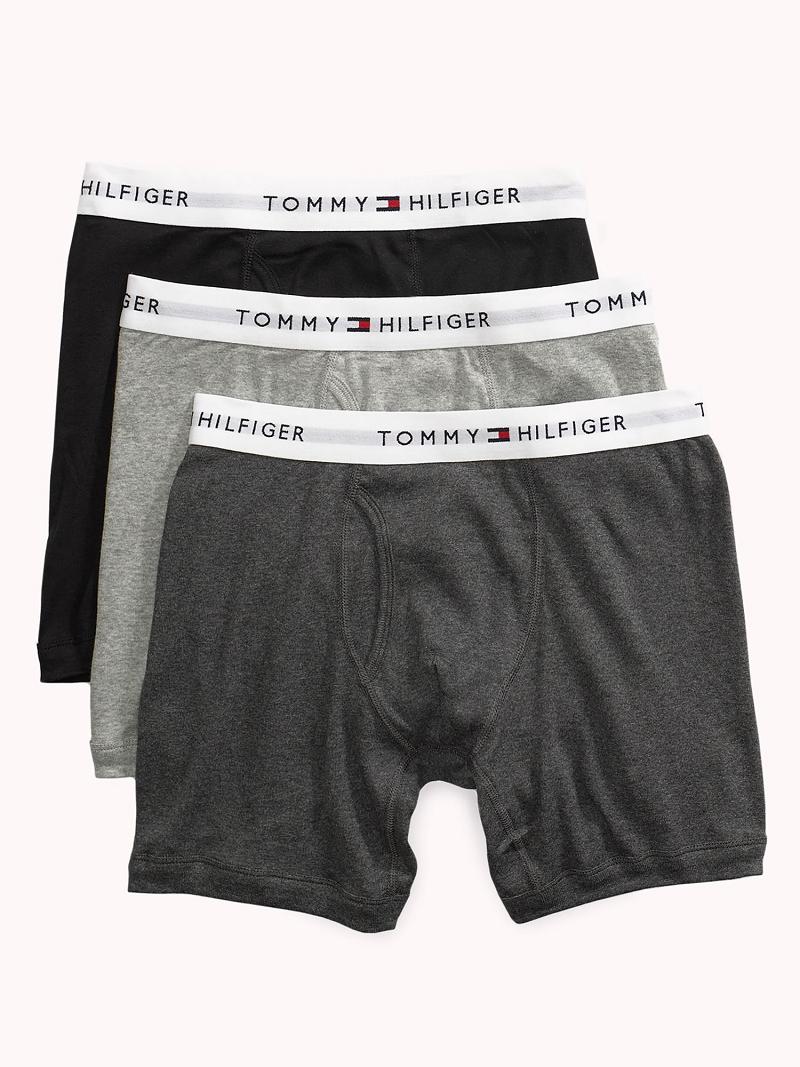 Grey / Black Tommy Hilfiger Cotton classics boxer brief 3pk Boxer Briefs | NZ_M31585