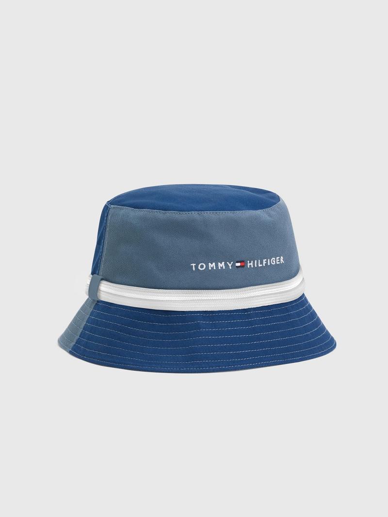 Grey / Blue Tommy Hilfiger Logo Bucket Hats | NZ_M31732