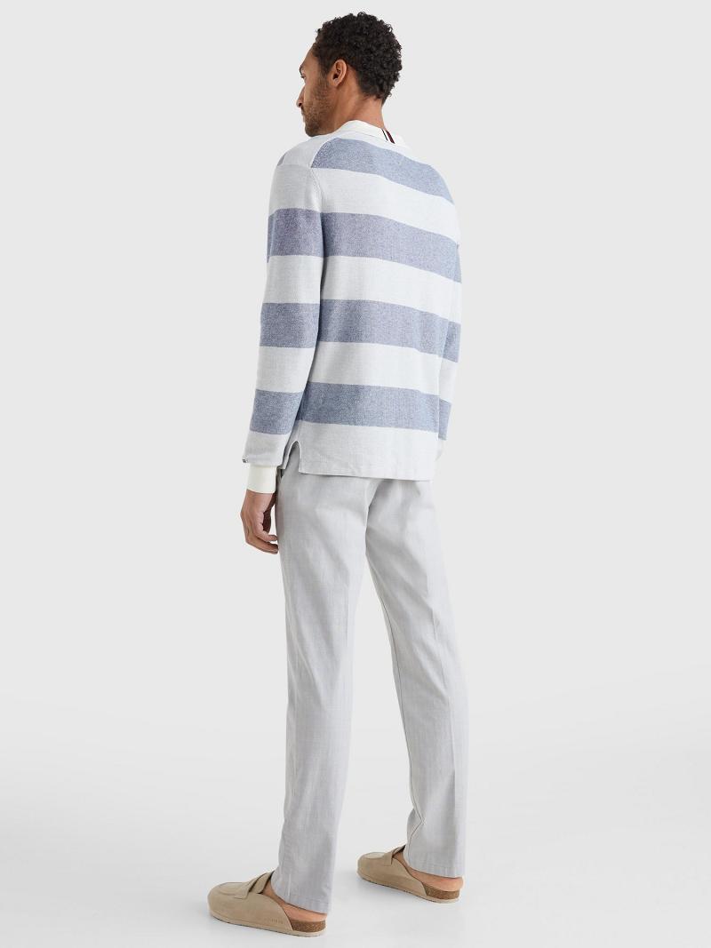 Grey / Blue Tommy Hilfiger Regular fit rugby stripe Sweaters | NZ_M31172