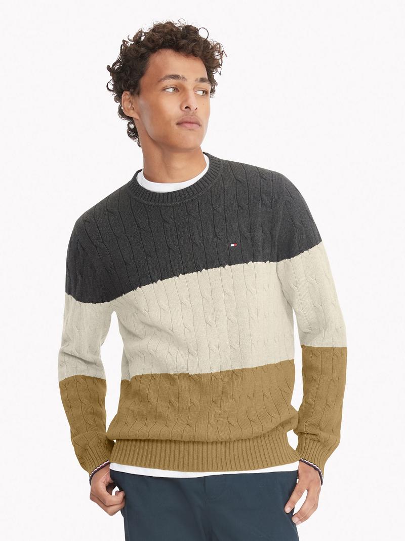 Grey / Cream / Beige Tommy Hilfiger Essential colorblock Sweaters | NZ_M31159