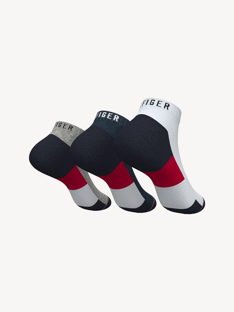 Grey Tommy Hilfiger Ankle 3PK Socks | NZ_M31740