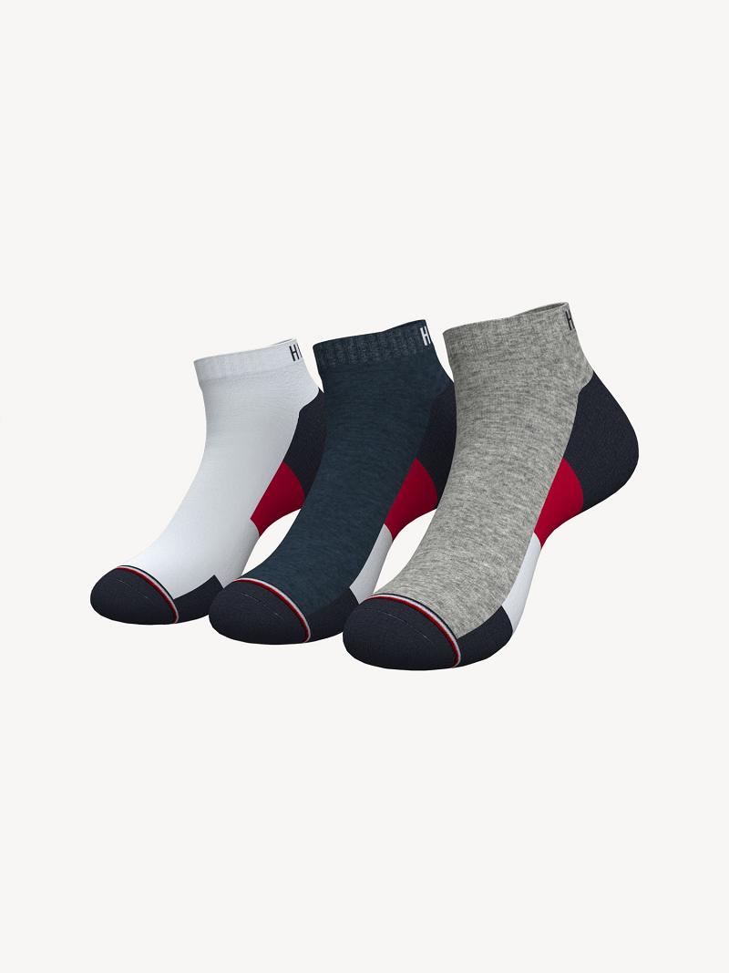 Grey Tommy Hilfiger Ankle 3PK Socks | NZ_M31740