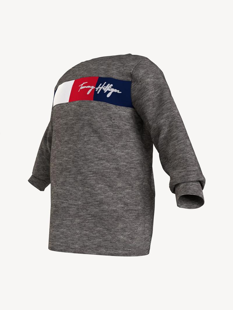 Grey Tommy Hilfiger Babies' Signature Long Sleeve T Shirts | NZ_G1224