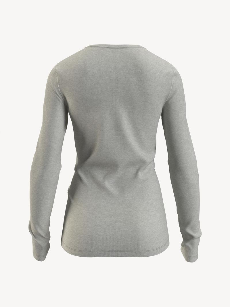 Grey Tommy Hilfiger Essential Favorite Long-Sleeve Crewneck T Shirts | NZ_W21443