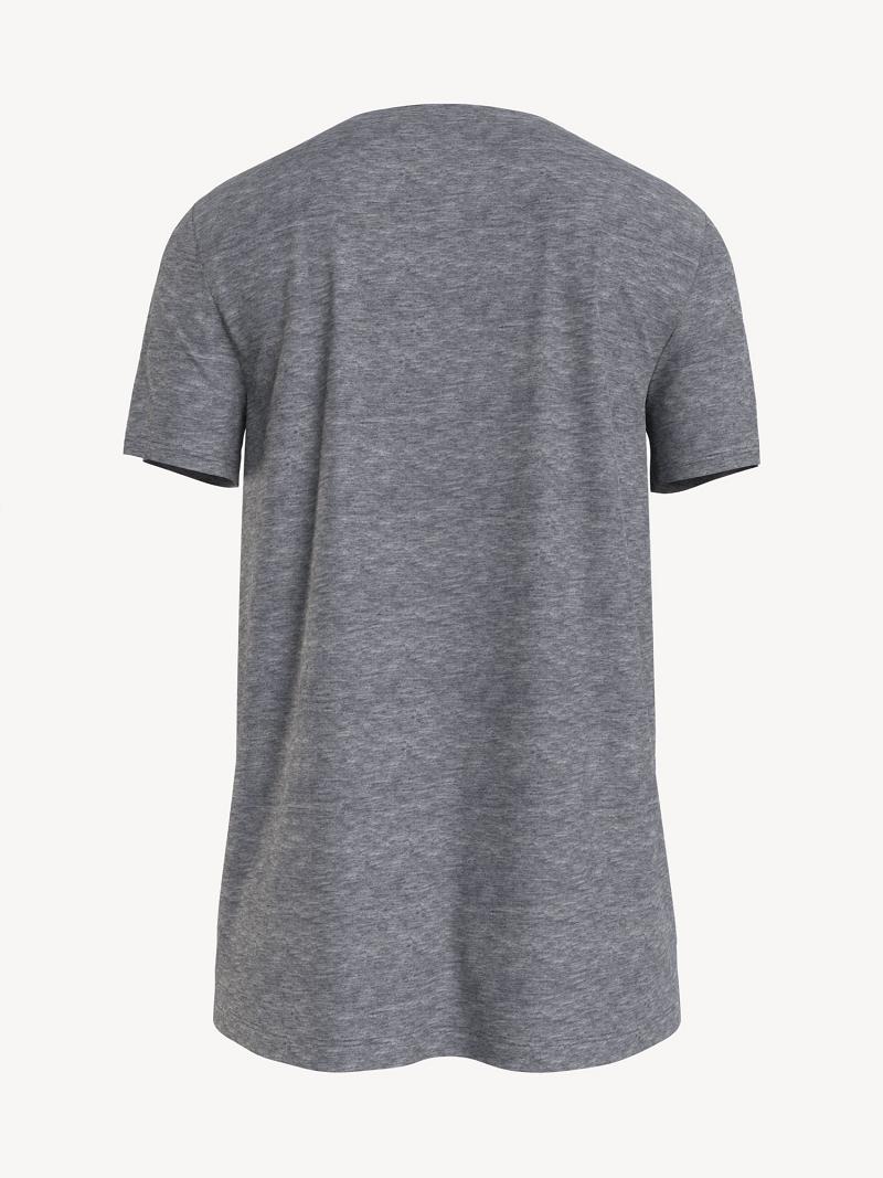 Grey Tommy Hilfiger Essential Flag Stripe T Shirts | NZ_W21447