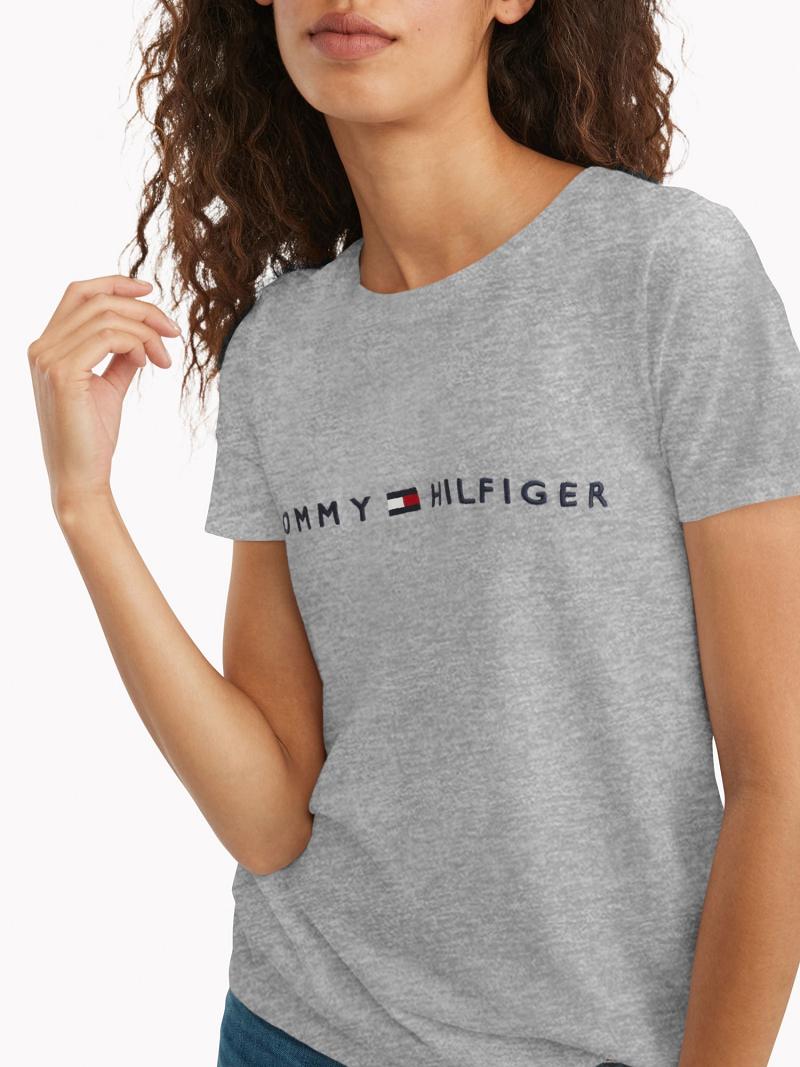 Grey Tommy Hilfiger Essential Logo T Shirts | NZ_W21448