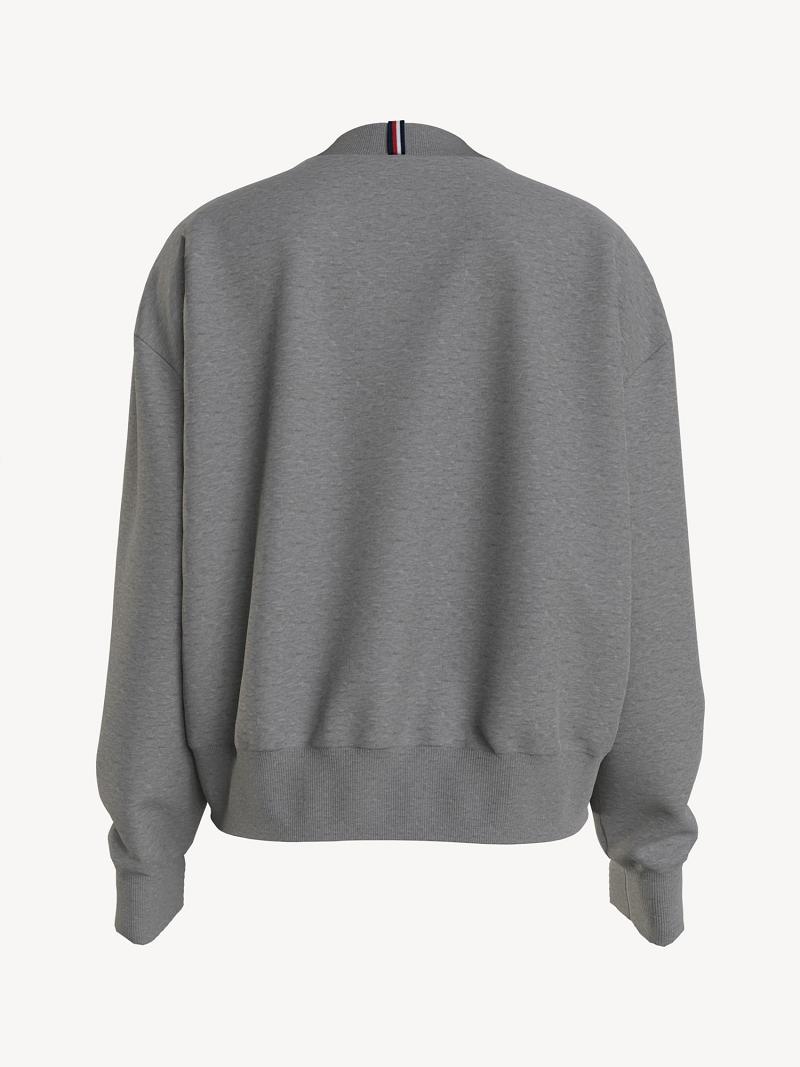 Grey Tommy Hilfiger Essential Nautical Button Sweatshirts | NZ_W21386