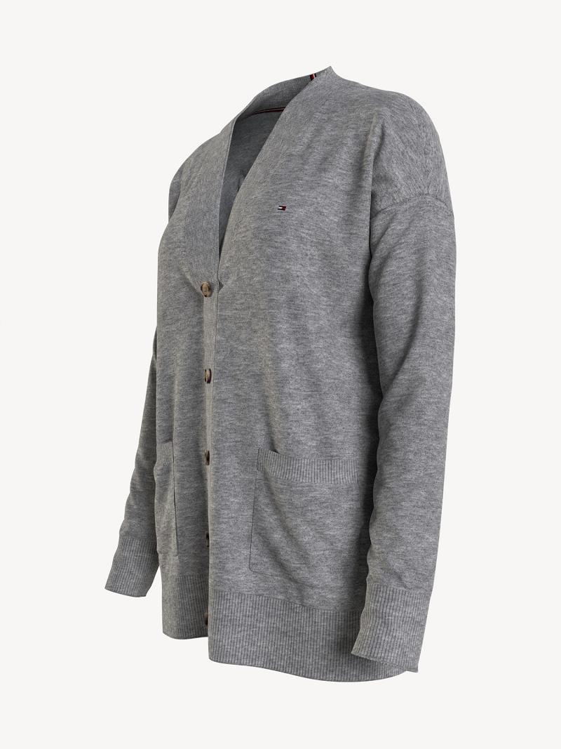 Grey Tommy Hilfiger Essential Solid Cardigan Sweaters | NZ_W21350