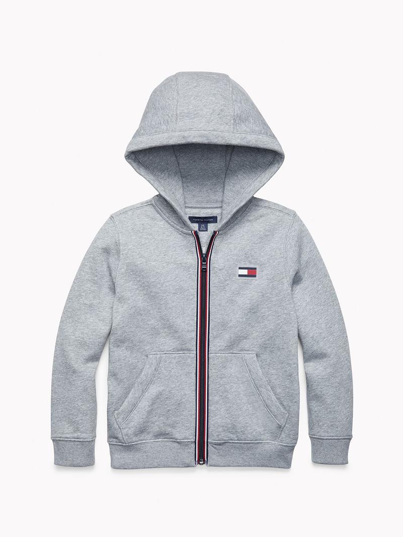 Grey Tommy Hilfiger Flag Hoodies | NZ_B2020