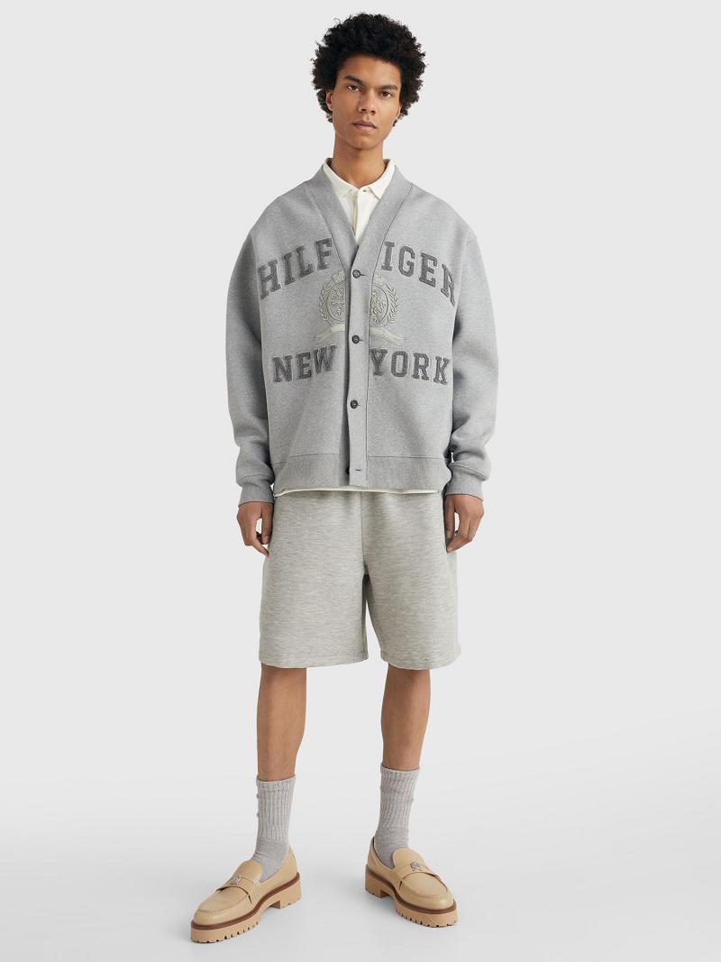 Grey Tommy Hilfiger Fleece cardigan Sweatshirts | NZ_M31123