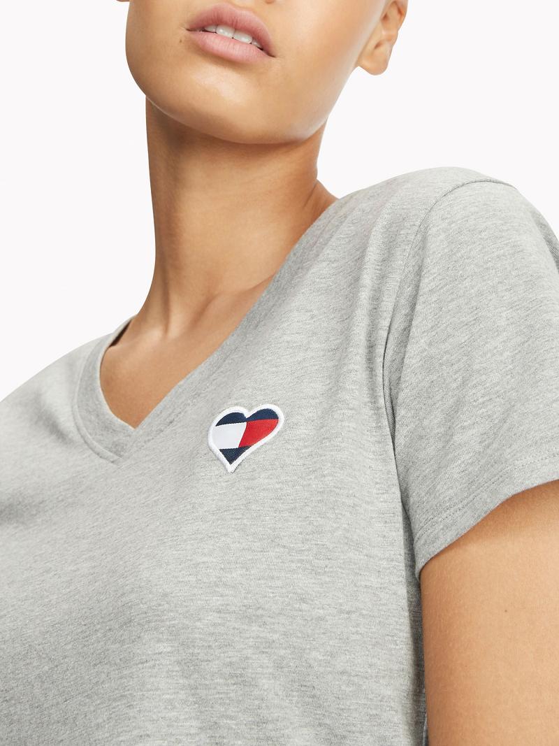 Grey Tommy Hilfiger Heart Sleep T Shirts | NZ_W21454