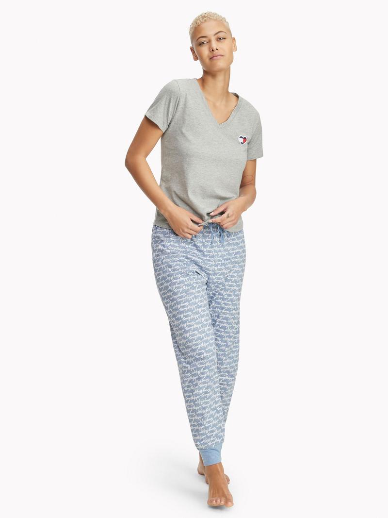 Grey Tommy Hilfiger Heart Sleep T Shirts | NZ_W21454