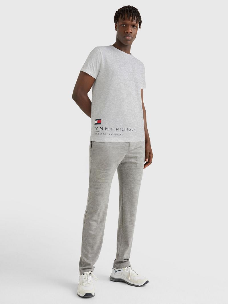 Grey Tommy Hilfiger Hem logo T Shirts | NZ_M31040