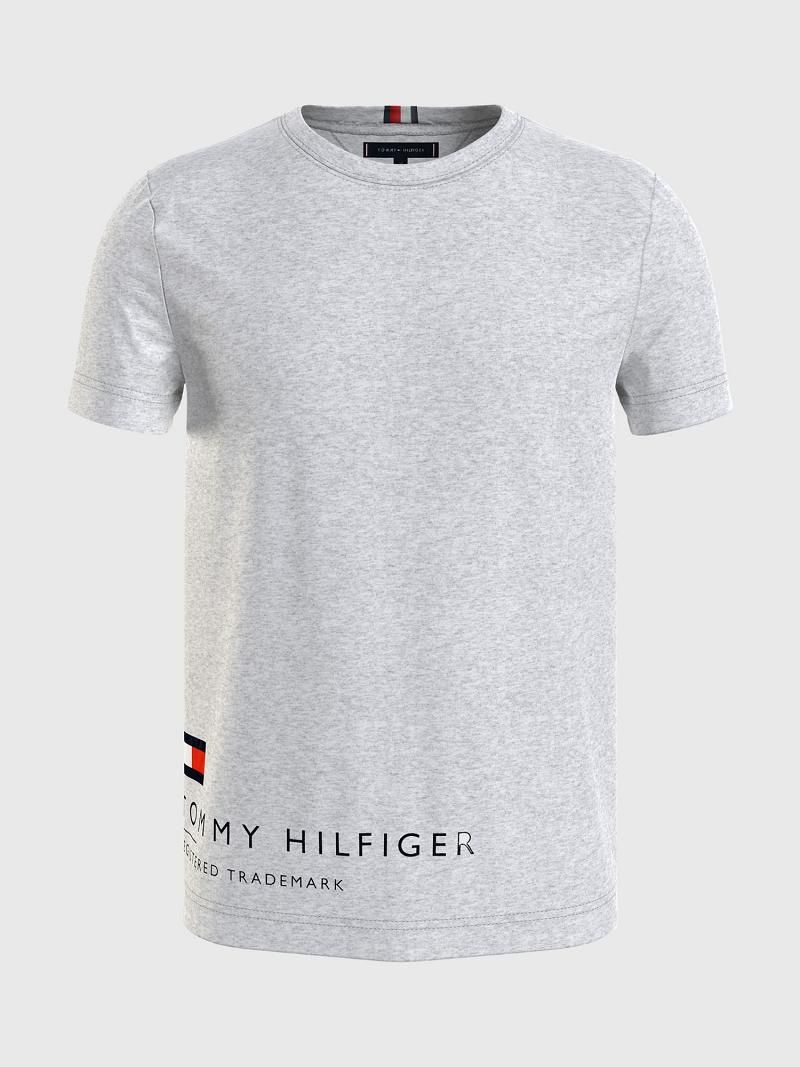 Grey Tommy Hilfiger Hem logo T Shirts | NZ_M31040