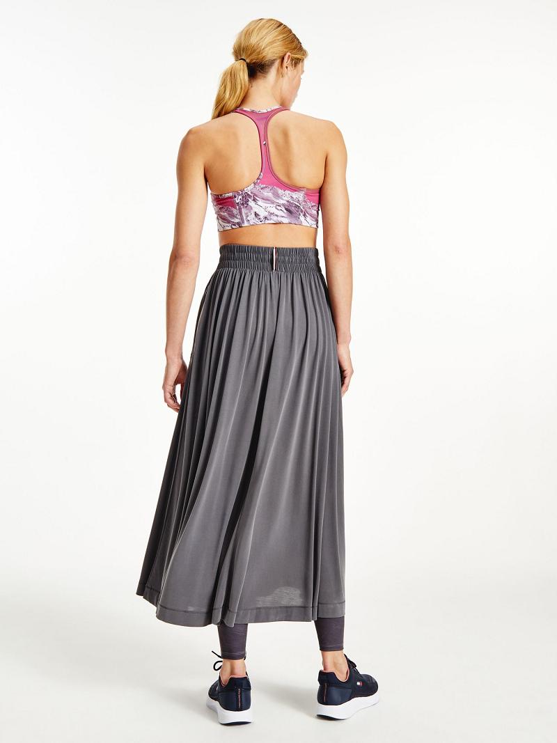 Grey Tommy Hilfiger Icon Solid Midi Skirts | NZ_W21332