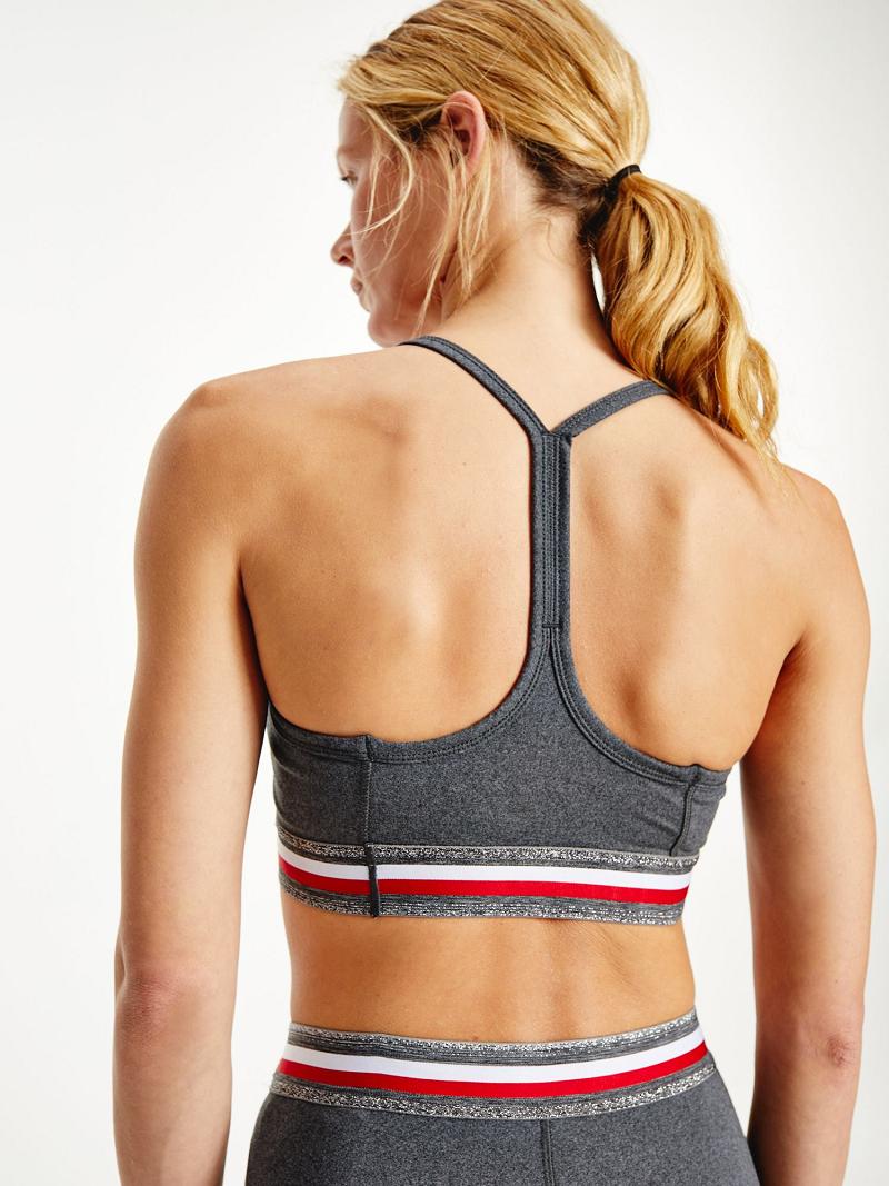 Grey Tommy Hilfiger Metallic Sports Bras | NZ_W21526