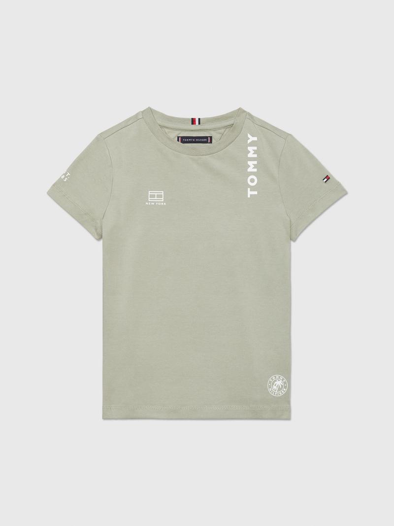 Grey Tommy Hilfiger Multi Logo T Shirts | NZ_G1254