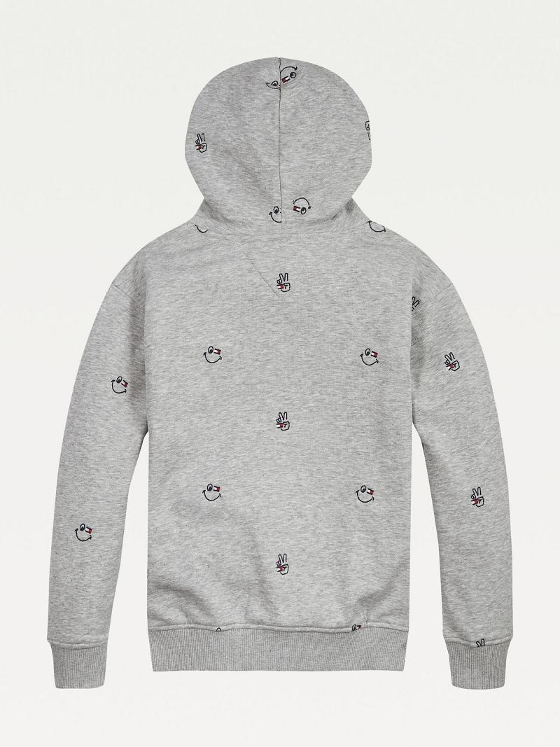 Grey Tommy Hilfiger Organic Cotton Smiles Hoodies | NZ_B2033