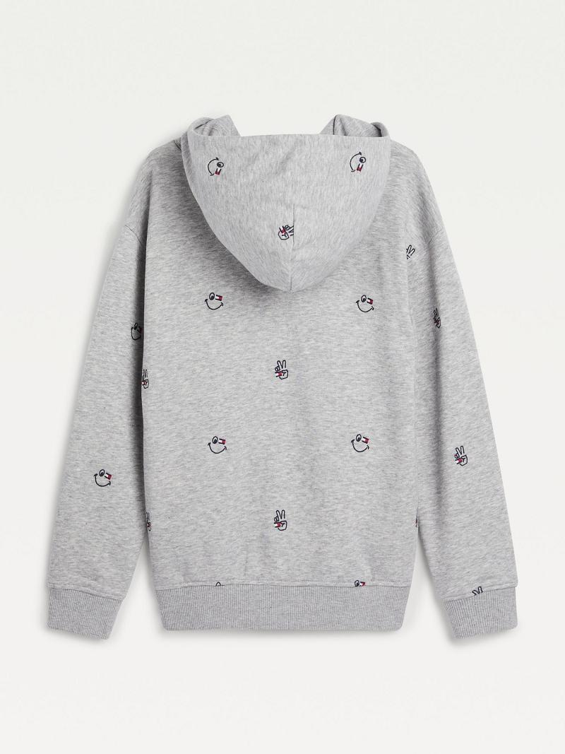 Grey Tommy Hilfiger Organic Cotton Smiles Hoodies | NZ_B2033