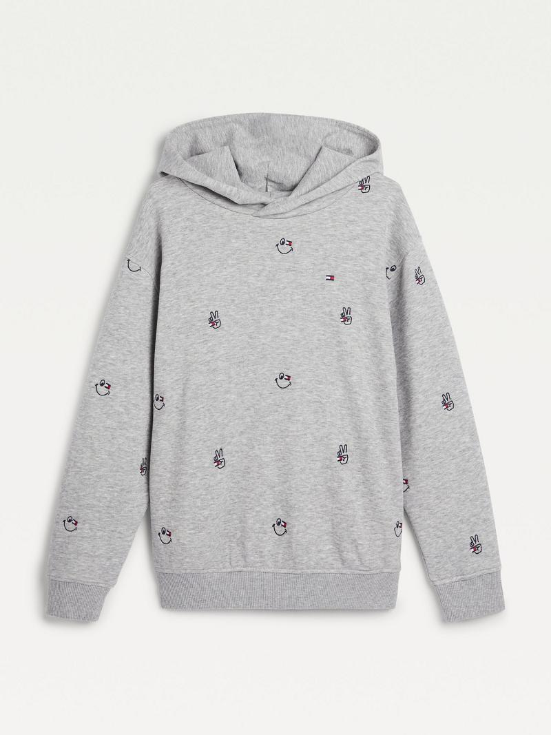 Grey Tommy Hilfiger Organic Cotton Smiles Hoodies | NZ_B2033