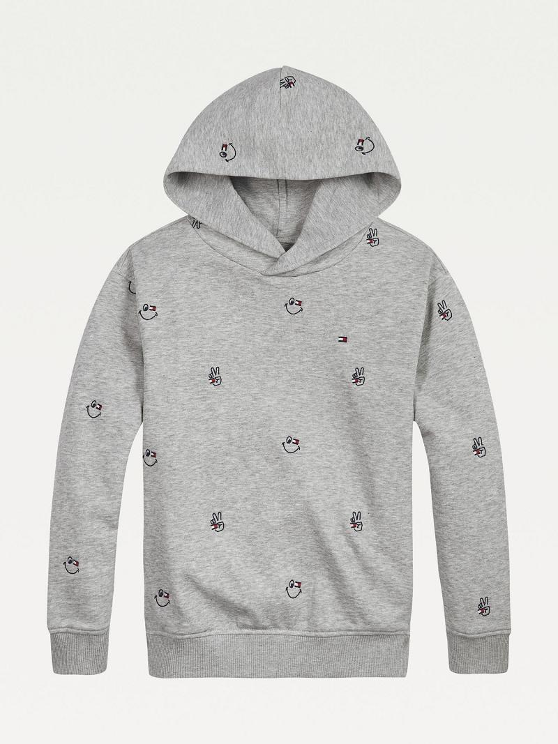 Grey Tommy Hilfiger Organic Cotton Smiles Hoodies | NZ_G1101